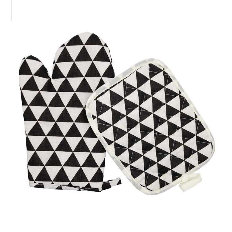 2pc/set Nordic Insulation Gloves Anti Scald Microwave Oven Gloves Cotton Hemp Insulation Mat Non-slip Kitchen Cooking Tools