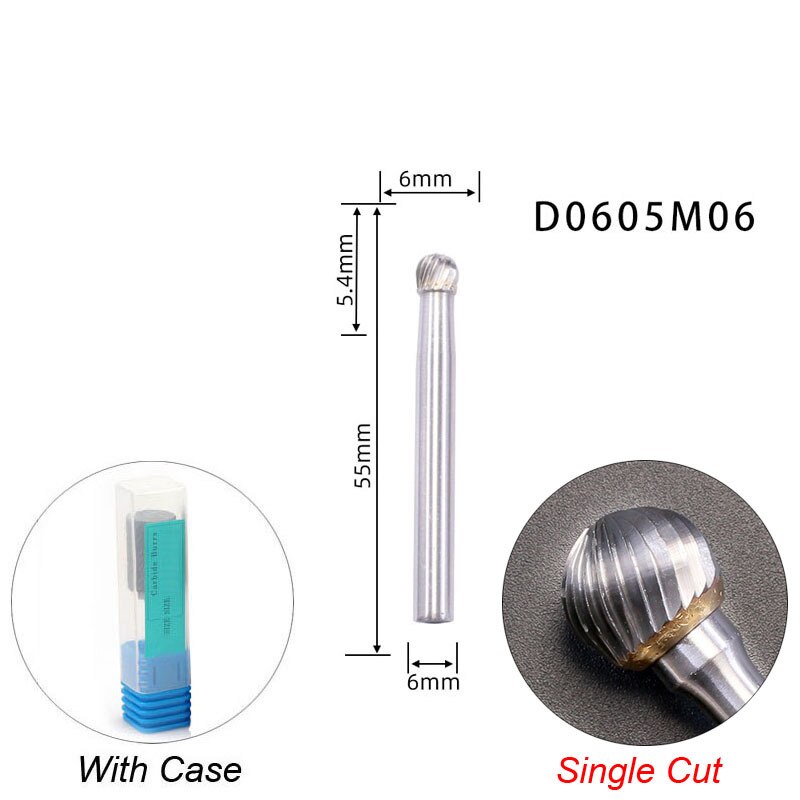 Mèches de meuleuse à tête sphérique, outils convertibles carimplantés, lime à distance en tungstène, fraise en carbure, fraise, perceuse pour métal, bois, plastique: 5.5MM