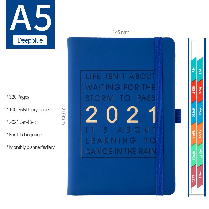 Planlægge bog tidsplan bøger engelsk inde planlægger notesbog cuaderno notesbøger og tidsskrifter libretas zeszyt dagbog jul: A5 marineblå