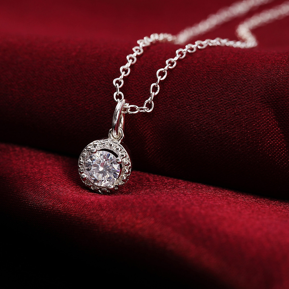 Collar con colgante de cristal de Plata de Ley 925 para mujer, pendiente, anillo para mujer, accesorios de boda para de , conjunto de joyería de