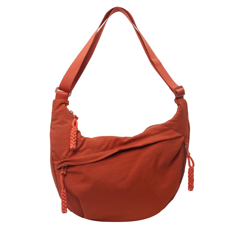 Nylon Fabric Shoulder Bag High Capacity Women's Crossbody Messenger Bag Leisure Versatile Shoulder Hobos Bag: GRAY