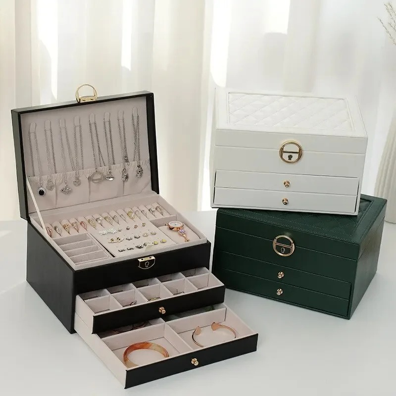 Stylish and Functional Jewelry Holder Box for Display and Storage of Necklaces, Earrings, with Multiple Layers and Compartments