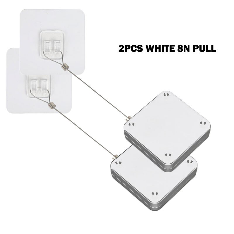 4PCS Hardware Automatic Sensor Door Closer Non-Contact Automatically Close Stretchable 1.2m For All Doors Door-closing-Connector: 2PCS WHITE