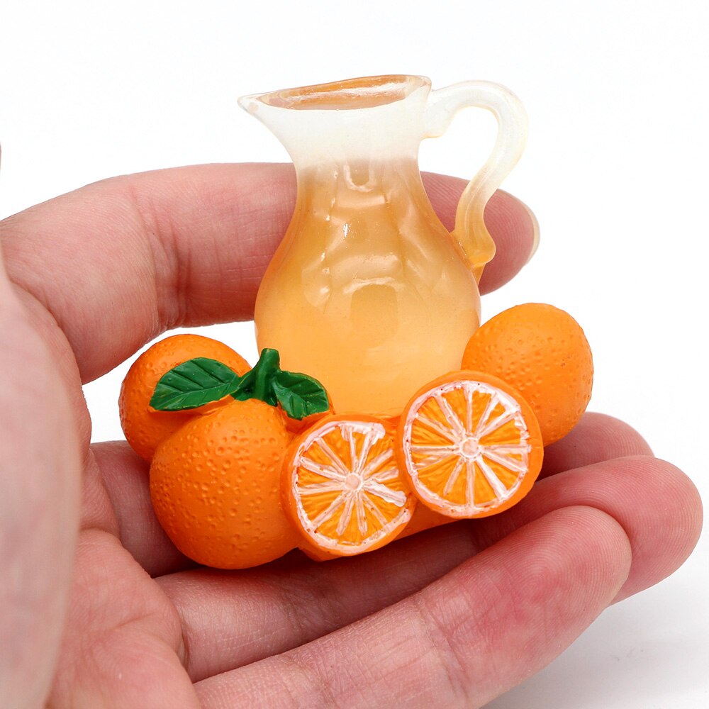 Glas imiteret appelsinjuice flaske magnetisk køleskab pind køkken dekoration 3d frugt orange sød samling køleskab magnet