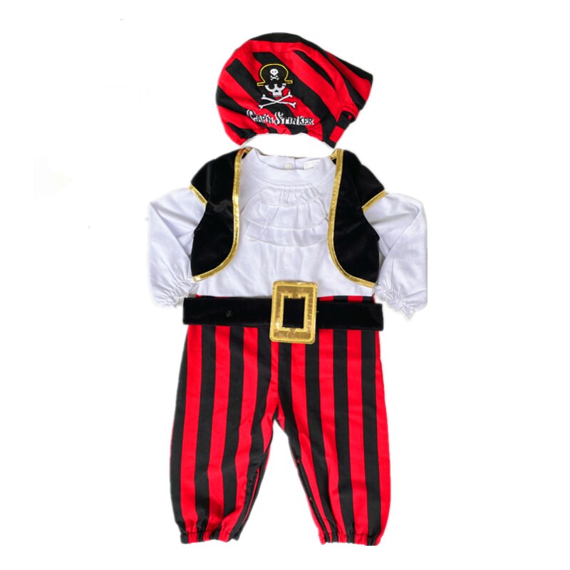 Pirate Captain Cosplay Kostuum Baby Peuter Jumpsuit Jongen Panty Kinderen Dag Fancy Halloween Open Broek Pak