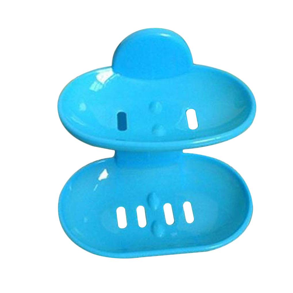 Podwójna mydelniczka mocna przyssawka mydelniczka ścienna piętrowa wanna robić przechowywania wody robić kuchni akcesoria łazienkowe: Niebieski