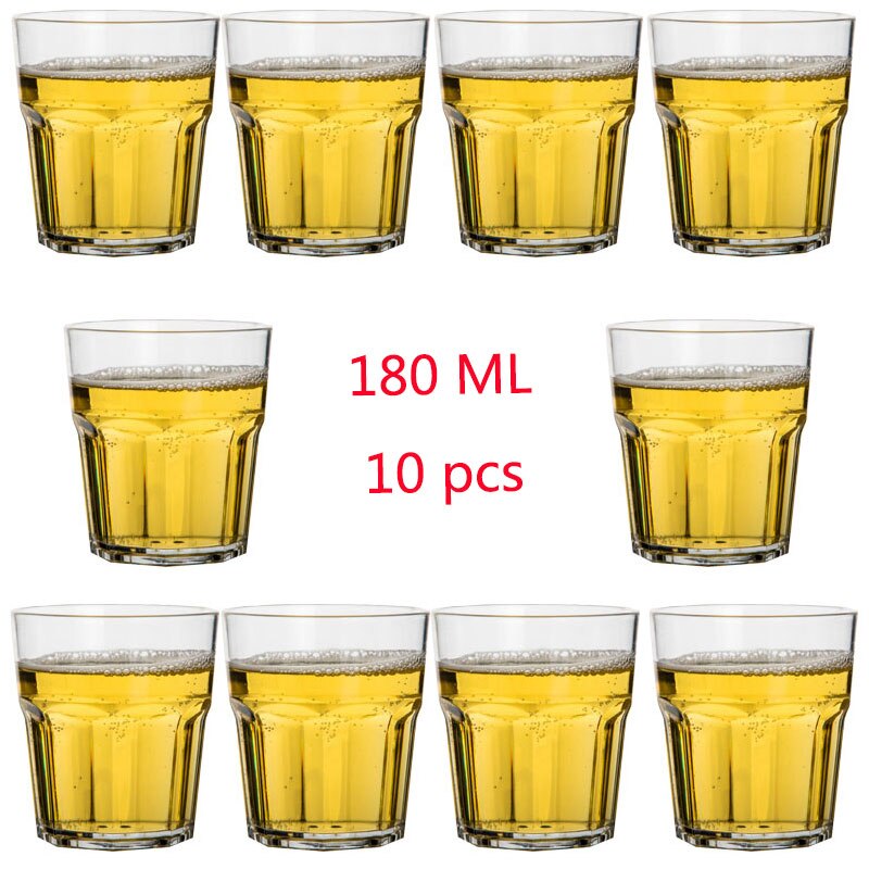 Päivittäiseen käyttöön muoviset särkymättömät kupit juhlabaareihin perhe pinottavat mehulasit juomalasit soodamaidolle olut väkeville juomille: 180ml 10 kpl