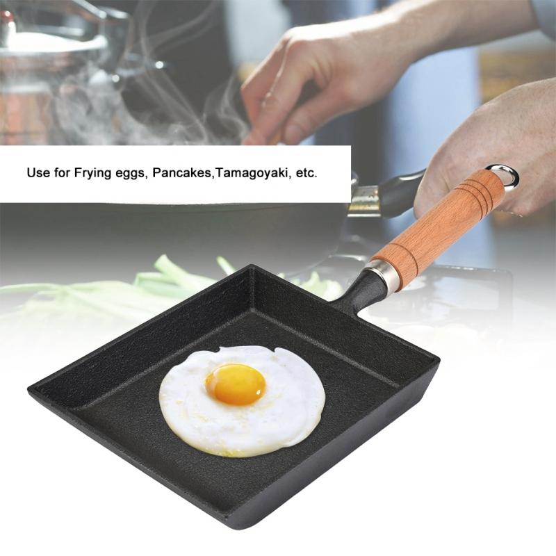 Støbejernspande non -stick bradepande med træhåndtag kogepander til gaskomfur induktion køkken køkkengrej holdbart