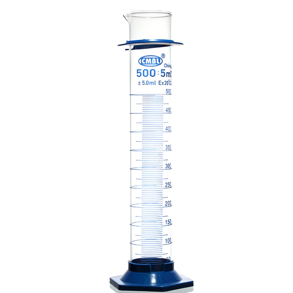 500mL Measuring Cylinder with Spout and Graduation with Plastic Heagon Base Laboratory Chemistry Equipment