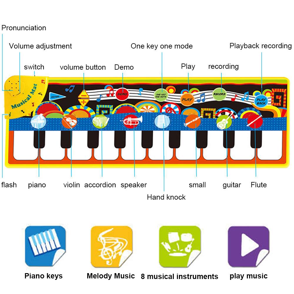 Te Dragen 10 Wit Piano 'S Kan Worden Gespeeld 5 Modi 19 Piano Keyboard Speelgoed Muziek Mat Kids Vroege educatief Speelgoed