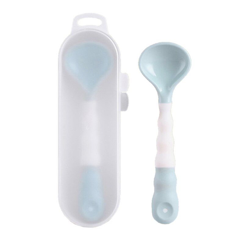 Cucchiaio pieghevole in silicone per bambini cucchiaio da allenamento per bambini stoviglie BPA gratuito: bianca (viola scatola)