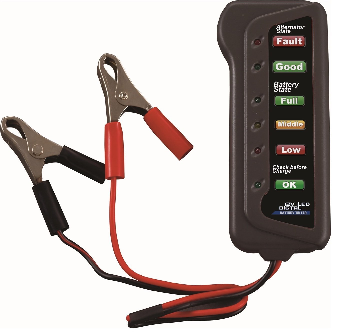 12V Car Battery & Alternator Tester - Test Battery Condition & Alternator Charging (LED indication)