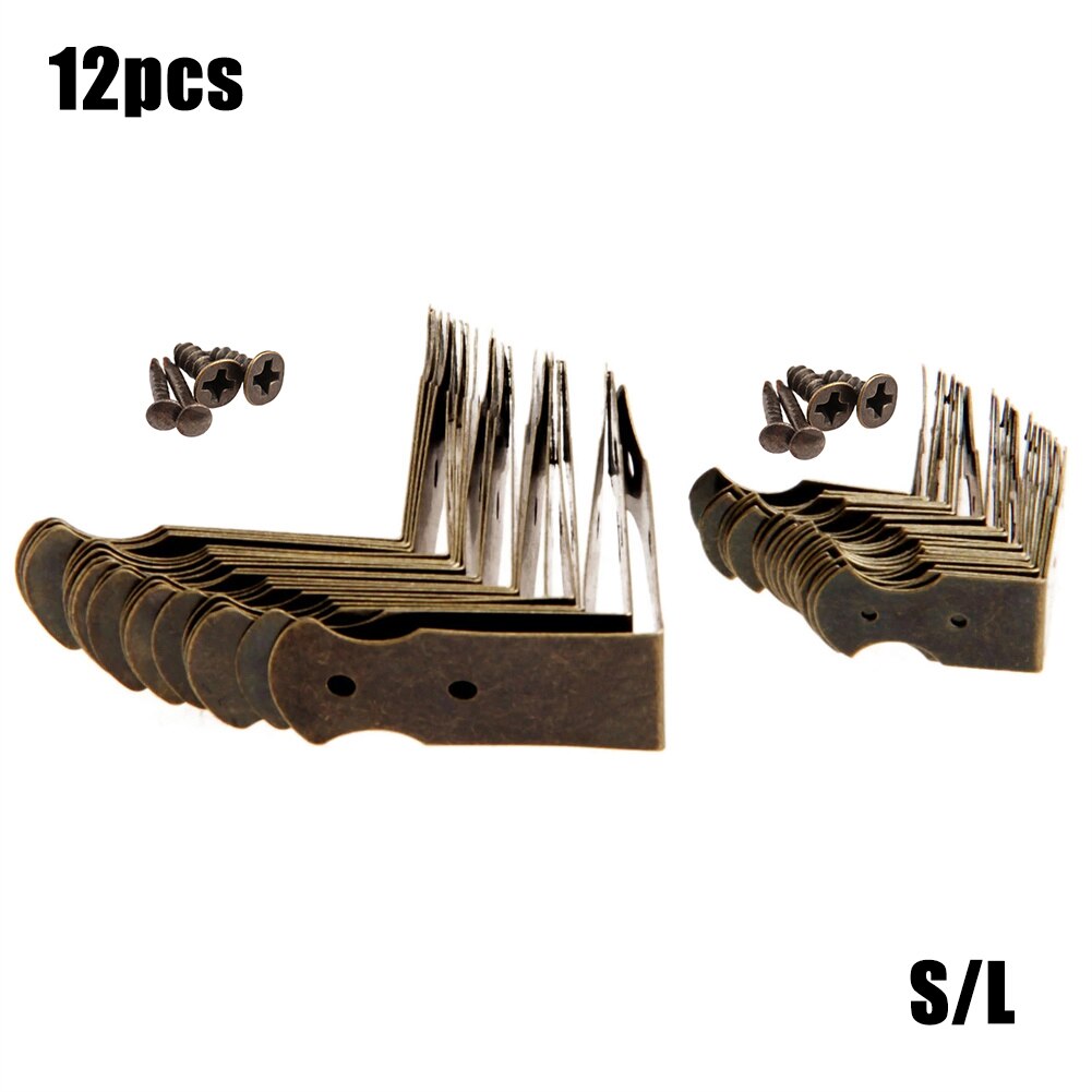 12pc Antique Bronze 90 Degree Fixed Angle Bracket Hardware Furniture Connector Iron L Shaped Connector 90degree Connecting Brace