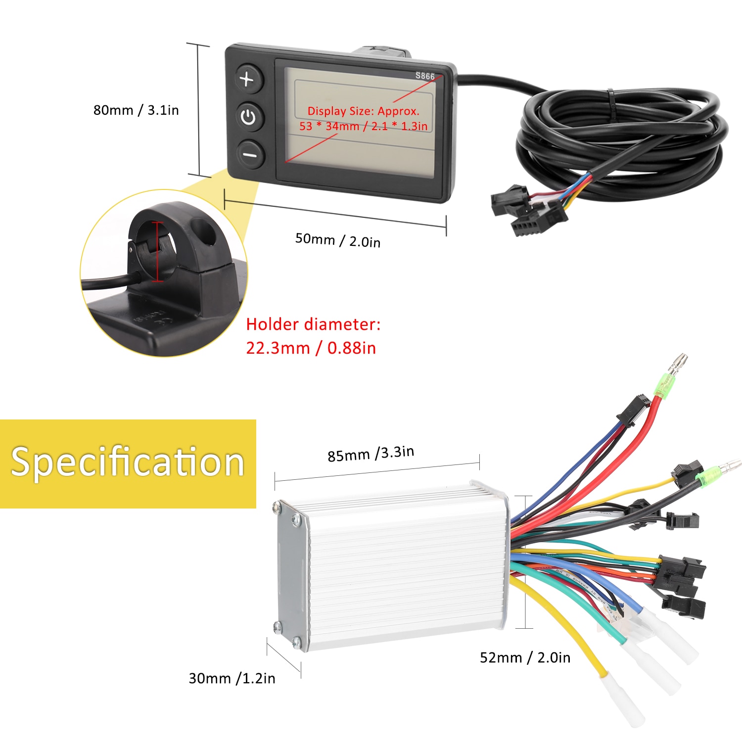 24V-48V/36V-60V 350W Electric Bicycle Controller with LCD Display Panel E-bike Electric E Bike Scooter Brushless Controller Part