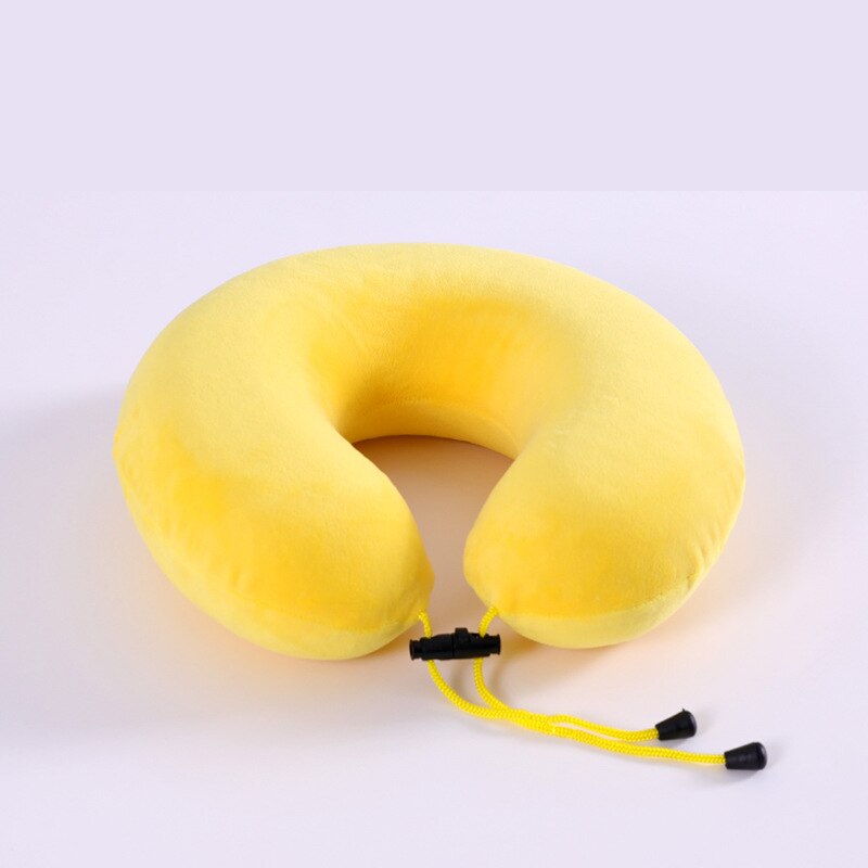 Natuurlijke Latex Reizen Nek Kussen Voor Vliegtuig U-Vormige Kussen Orthopedisch Kussen Kussens Oreiller Almohada Cervicale Poduszkap: New Yellow