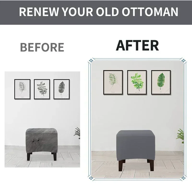 Vierkante voetenbank hoes stretch polar fleece poef hoes bank voetsteun kruk hoes voor woonkamer meubilair beschermhoes