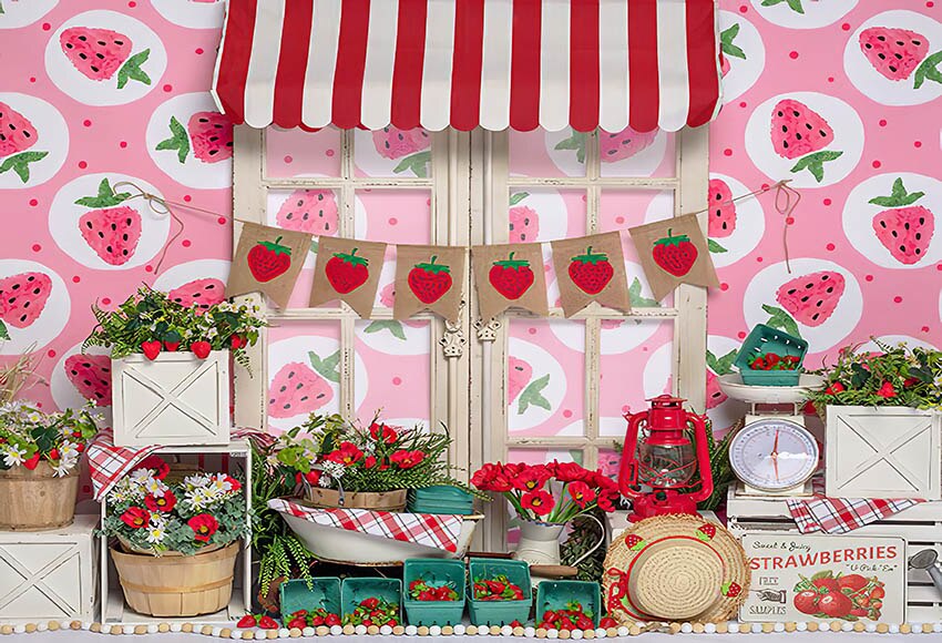 Mehofond – arrière-plan pour photographie, accessoire de Studio Photo, motif de fleurs, fraise, ferme, marché, fête d'anniversaire, pour fille
