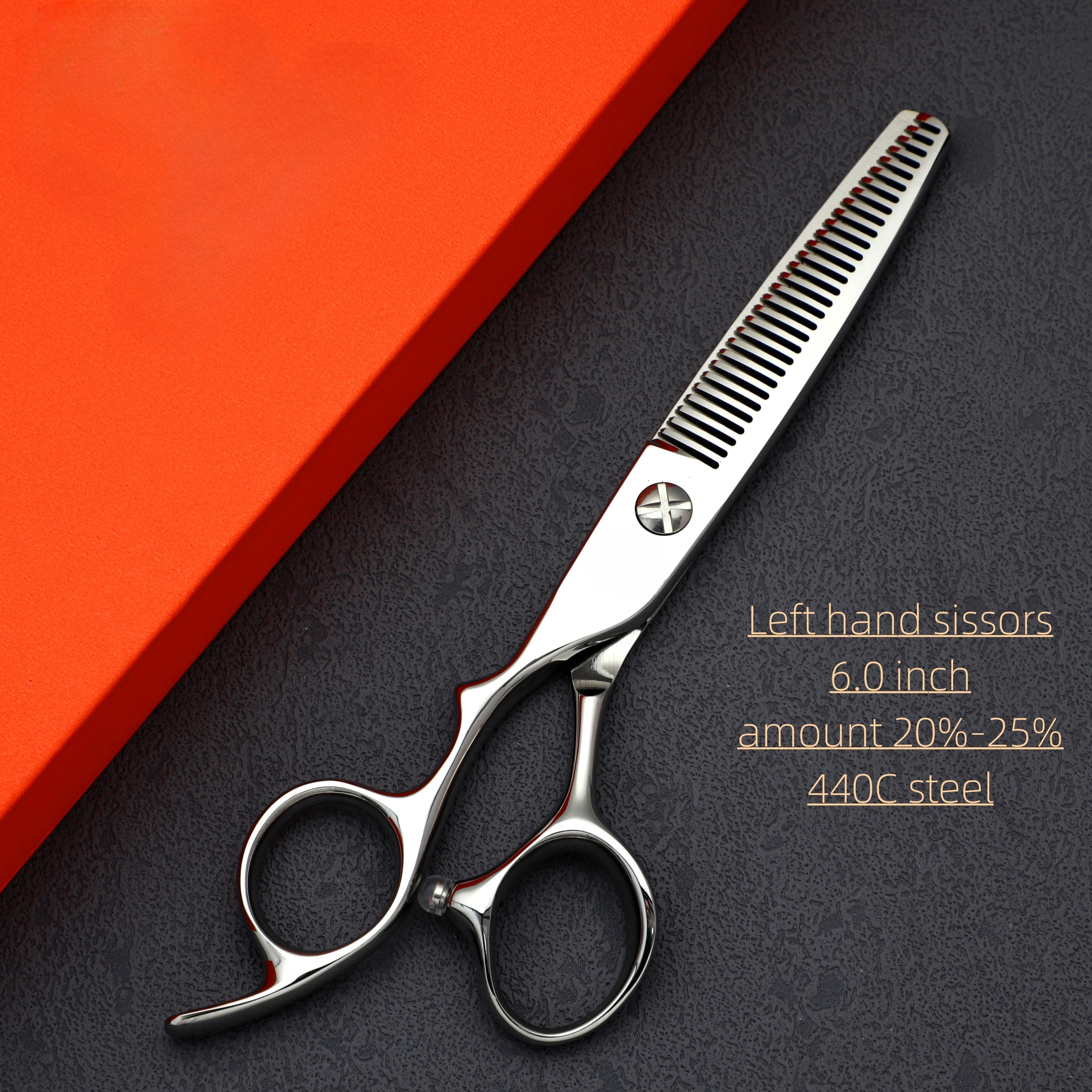 Ciseaux de coiffure main gauche, ciseaux de barbier professionnels, outils de coupe de cheveux de salon de coiffure en acier 440C, ensemble de 6.0-6.5-6.8 pouces: GRIS