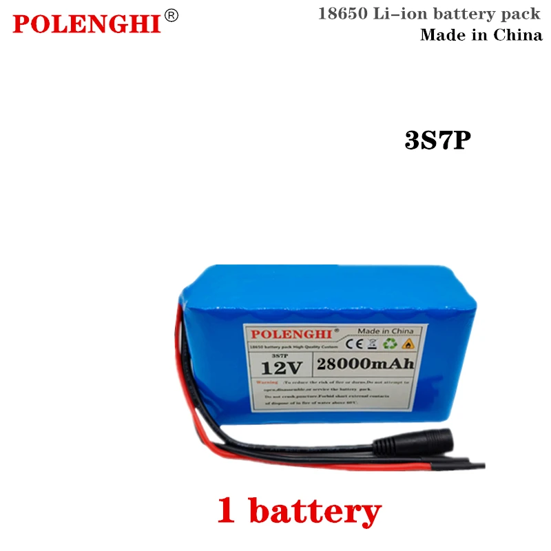 100 % echter 12 V 28000 mAh 3S7P 18650 wiederaufladbarer Lithium-Akku mit großer Kapazität und integriertem intelligentem BMS 12,6 V 2 A Ladegerät: WHITE