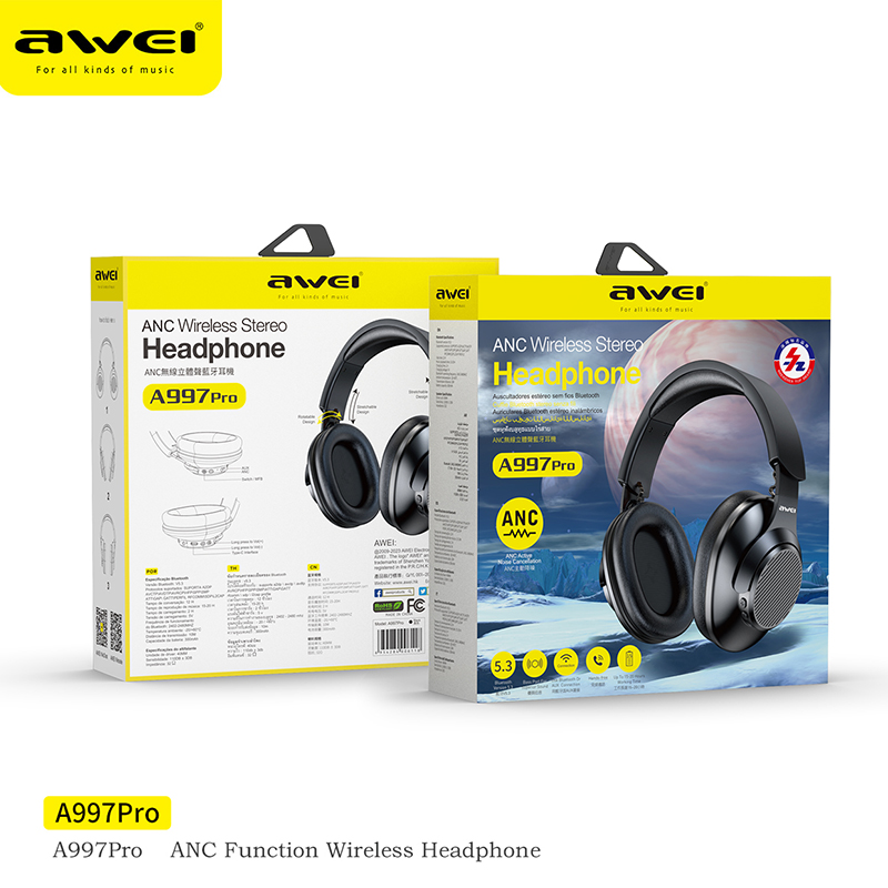 Awei A997BL PRO słuchawki bezprzewodowe słuchawki Bluetooth składany gamingowy zestaw słuchawkowy sportowe słuchawki z mikrofonem słuchawki douszne 300mAh