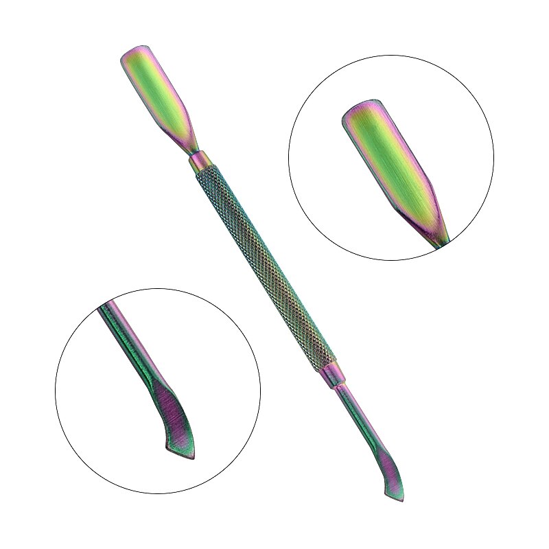 Nail Cuticle Pusher Dual-Ended Chameleon Dode-Skin Remover Rainbow Rvs Manicure Nail Art Tool