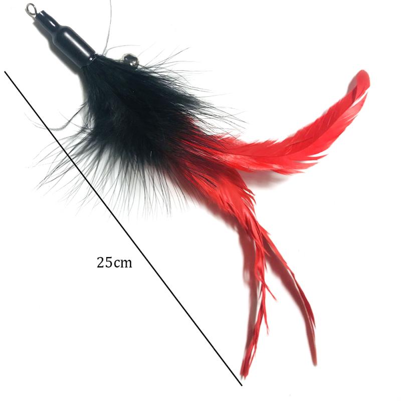 Cat Interactive Toy Stick Feather Wand With Mouse Cage Toys Plastic Artificial Colorful Cat Toy Supplies Replacement Head: 06