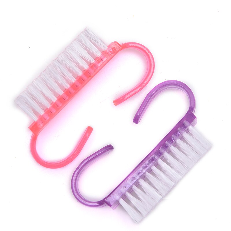 Ferramentas de escova de limpeza de unhas de plástico arquivo unha arte cuidados manicure pedicure macio remover a poeira pequeno ângulo limpo para maquiagem de unhas