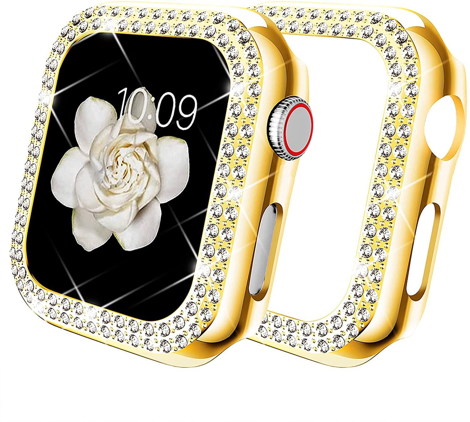 Diamentowe etui ochronne do Apple Watch Series 7 41MM 45MM Pokrowiec do iWatch 6 SE 5 4 3 38MM 42MM 40mm 44mm Akcesoria: XXXXXL / Brązowy