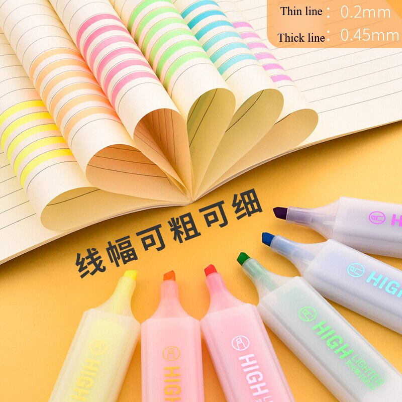 Delikatesseforretning 1 stk dejlige 6 farver highlighter tegneserie søde slik farvede kuglepenne highlight markør pen elev brevpapir forsyninger