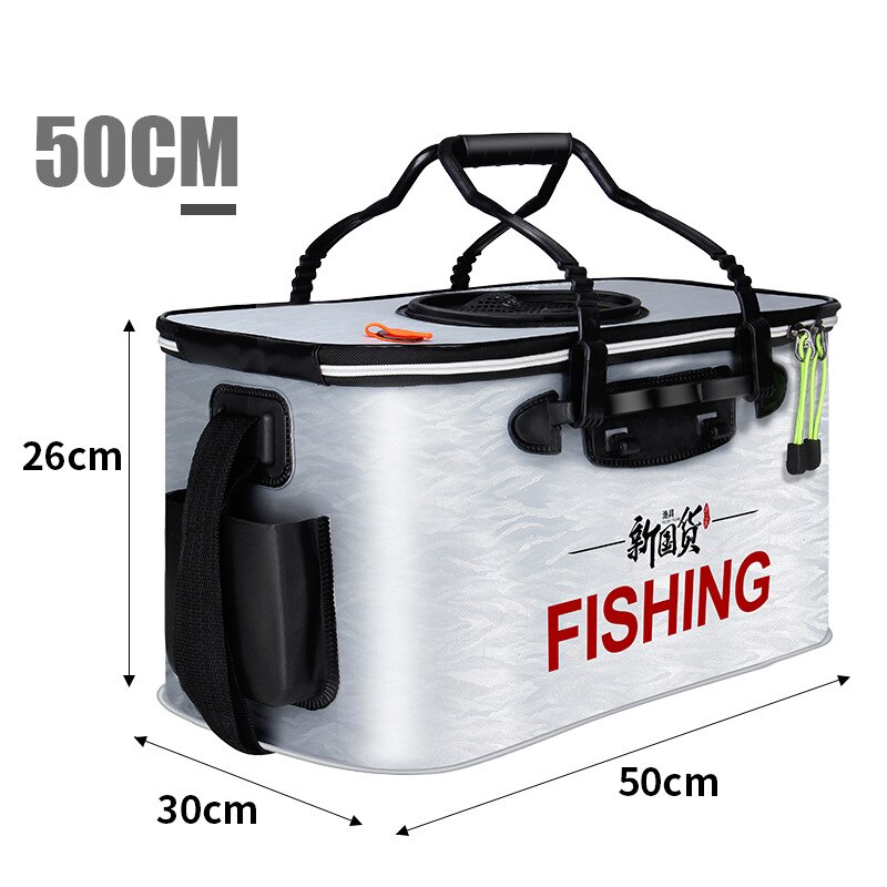 40cm/45cm/50cm foldbar fiskespand isoleret stor tykkere levende fiskekasse fisk køletaske fisketank pesca udstyr: Hvid 50cm