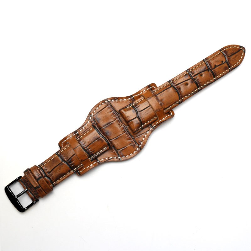 Lederen Armband 18 Mm 20 Mm 22 Mm Herstellen Van Horloge Riem Heren Horlogeband Met Mat Horloges Band Bamboe Graan polsband: Grey / 18mm