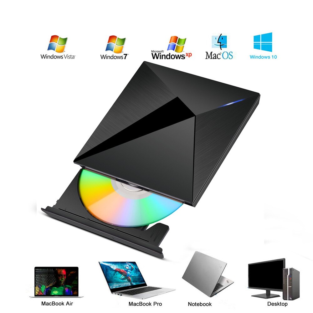 Kuwfi externe usb 3.0 drive cd dvd usb optische drive dvd rw cd-brander cd/dvd-romspeler voor laptop/pc