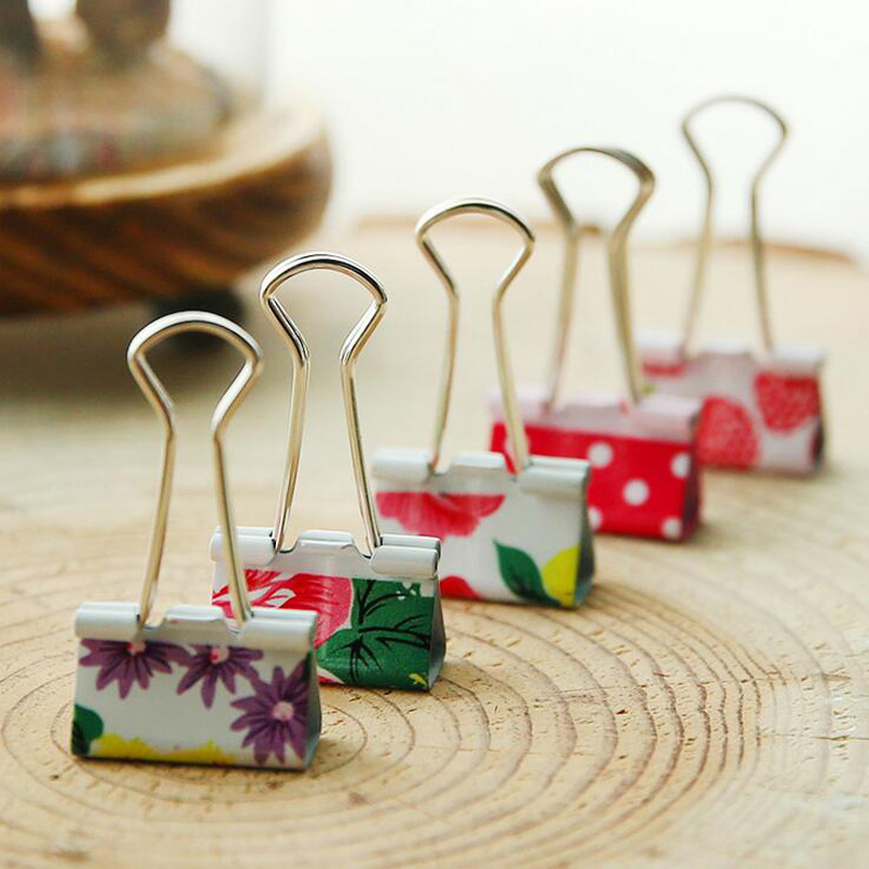 10X Fresh Floral Smile Metal Binder Clips Notes Letter Paper Clip Office School Supply Metal Bookmark Student Stationery