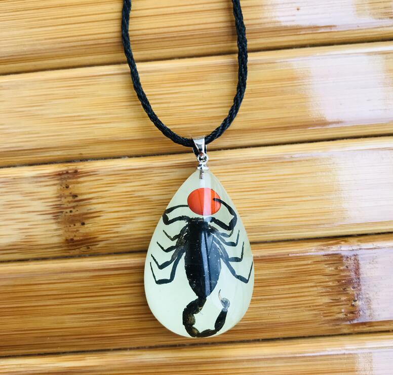 Resin Insect Charms Necklace Luminous Insects Amber Pendant Rope Necklaces Scorpion Ant Stalls Manufacturers: K6301-1