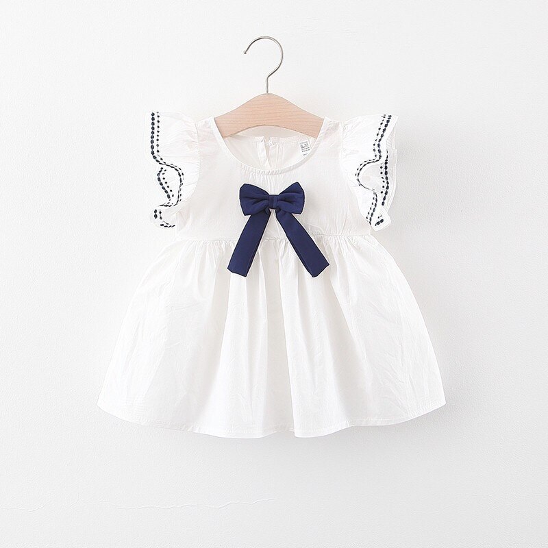2021 Summer New Baby Girl Dress Infant Princess Party Dresses A-Line Cotton Soft Bow Girl Clothes Toddler Kids Clothing: white / 6m (0-6 month)