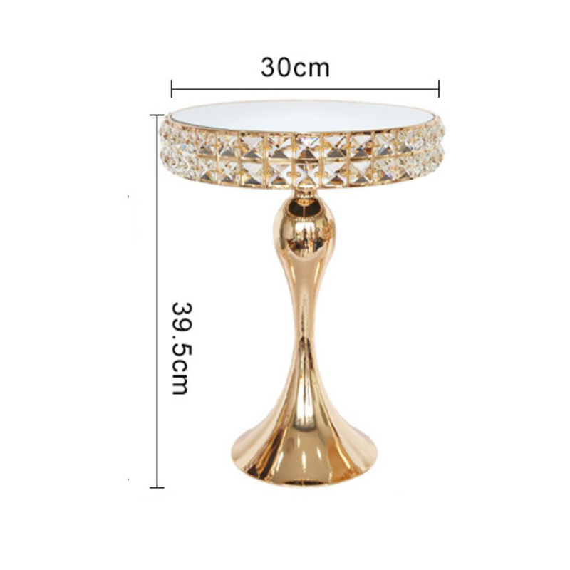 High-end Metal Mirror Cake Stand Wedding Dessert Table Crystal Cake Table Decoration Glass Fruit Plate Pastry Display Plate