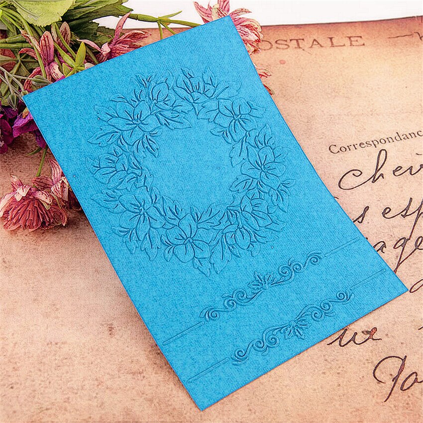 12.6x17.8cm leaf wreath Embossing folders Plastic bump Scrapbooking DIY Template Fondant indentation Cake Photo Album Card Makin