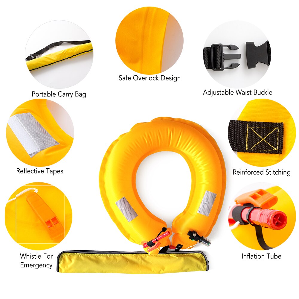 Life Belt Automatic / Manual Inflatable Life Buoy Waist Belt with Reflective Tapes For Boarding Kayaking Fishing