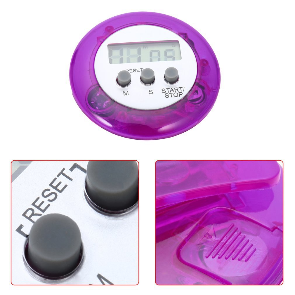 Cute Mini Digital Counter Home Kitchen Round LCD Display Digital Cooking Countdown Timer Count Down Up Alarm