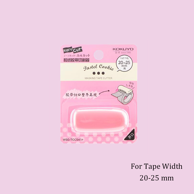 Kokuyo karu skåret tape dispenser lille størrelse washi tape holder bredde 10-15mm klip let afskåret afrivningstape uden sakse: Stor lyserød
