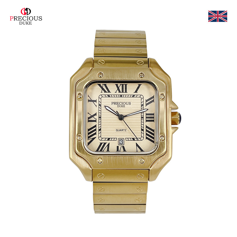 Retro vierkant quartz horloge voor heren tankserie horloge met siliconen band 30 meter waterdicht voor dagelijks gebruik: Bruin