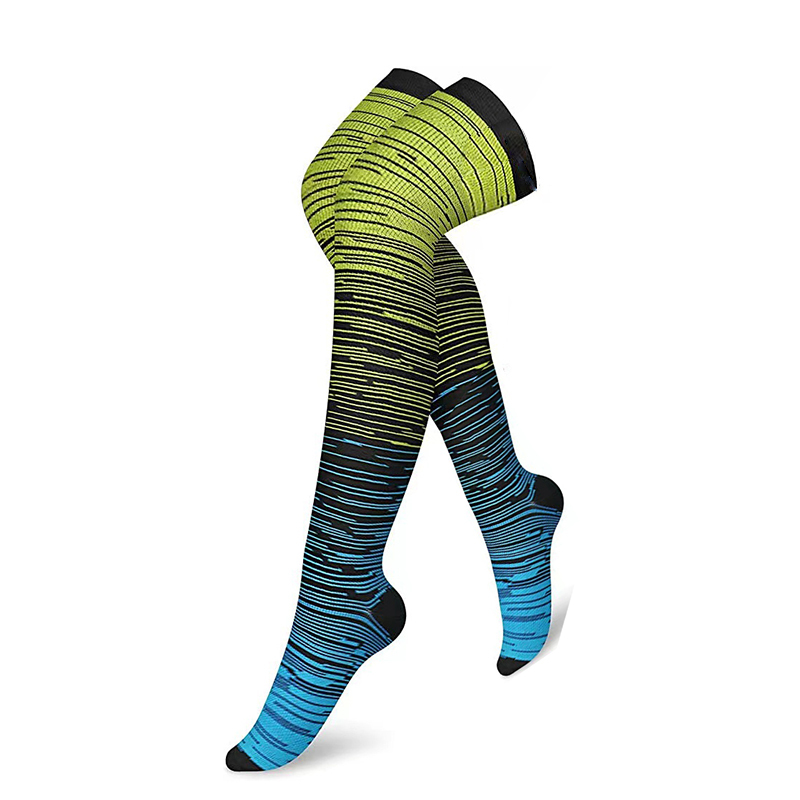 Brand Above The Knee Compression Stockings Men Women Thighs Socks Compress Elastic Sports Long Socks Running Gradient pressure: L / Yellow