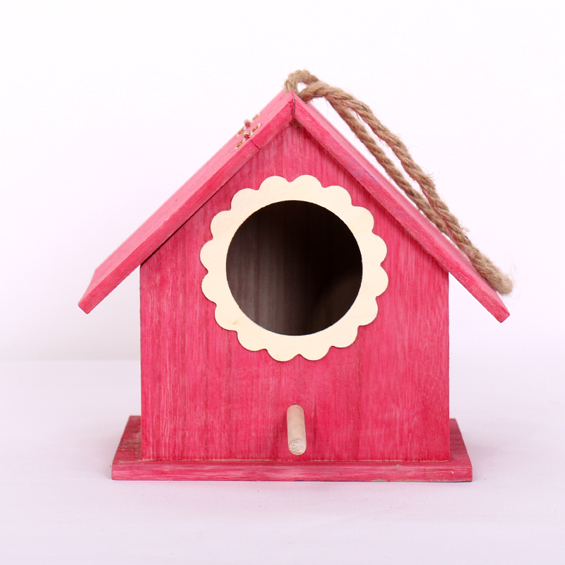 Outdoor bird house wooden pearl sparrow bird house wood bird nest decoration bird cage breeding box ZP4021507: red