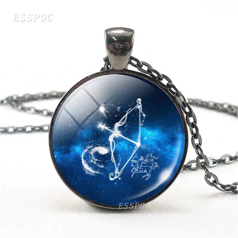 12 konstellationen Halskette 12 Tierkreis Zeichen Widder Leo Gemini Libra Virgo Krebs Glas Cabochon Anhänger Schwarz Kette Halsband