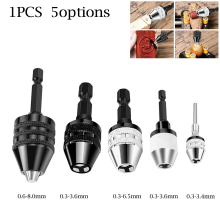 Keyless Drill Chuck Adapter Hex Shank Quick Change Bit Converter Tool For Electric Grinder Nail Engraving Machine 6.35mm