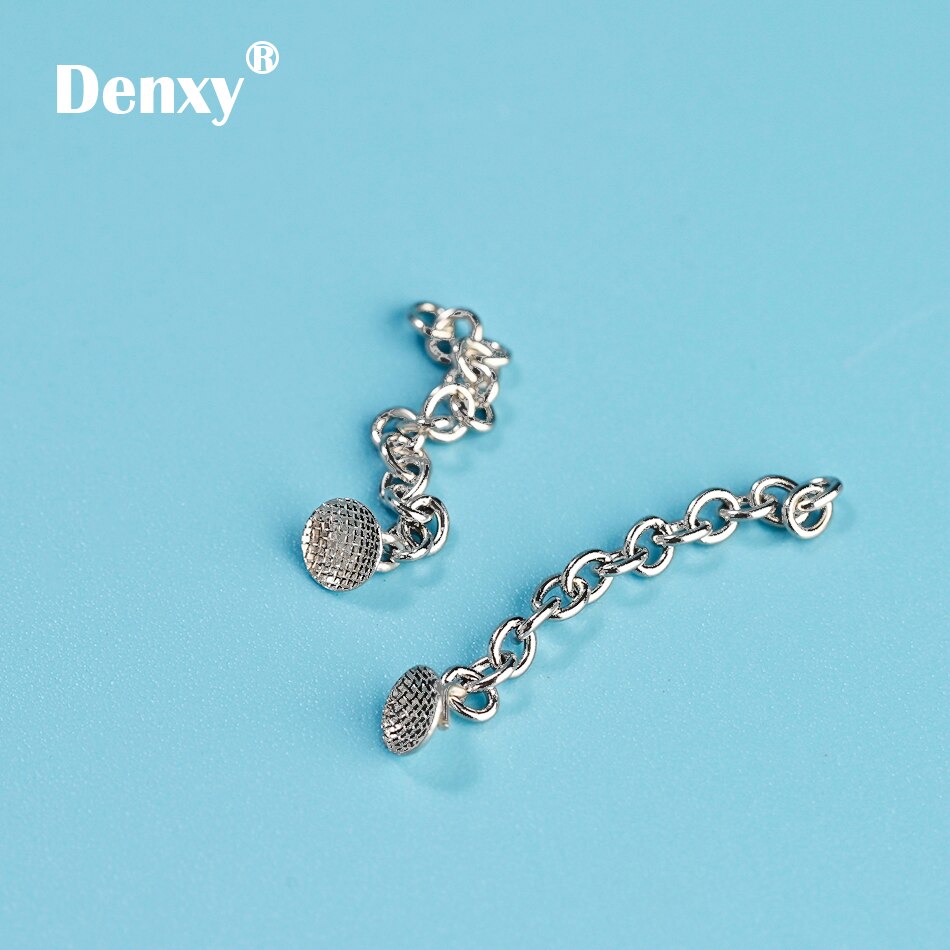 Denxy dental Orthodontic Lingual Button with Chain Dental Lingual Traction Chain Dental Supplies Dentist Use Orthodontic Bracket