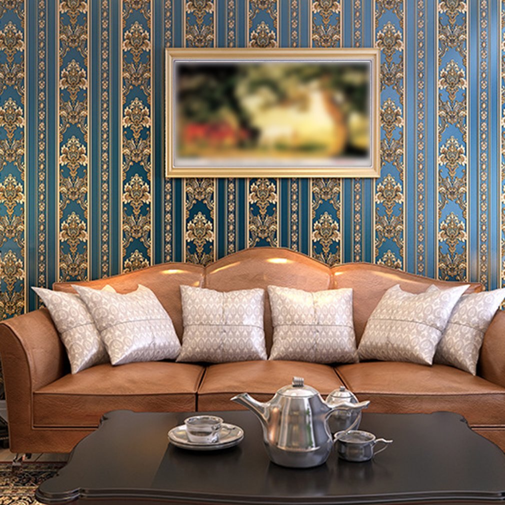 Europese Stijl Vliesbehang Drie-Dimensionale Reliëf Behang Woonkamer Slaapkamer Tv Achtergrond Muur
