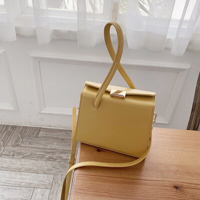 Vento Marea sac à bandoulière en cuir pour femmes boîte concepteur solide femme blanc sacs à main dames rabat sacs à main: Yellow