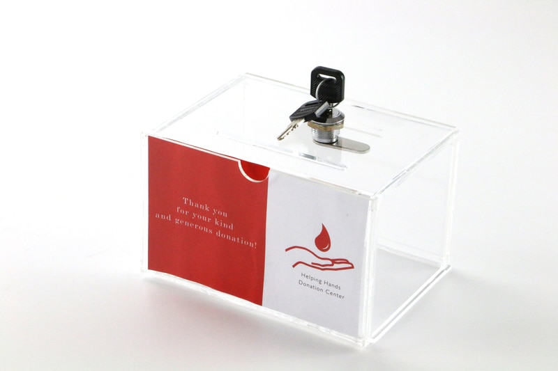 Teller Acryl Donatie Collectebus Perspex Liefdadigheid Fondsenwerving Doos Met Keylock Acryl Business Naam Kaarthouder Doos