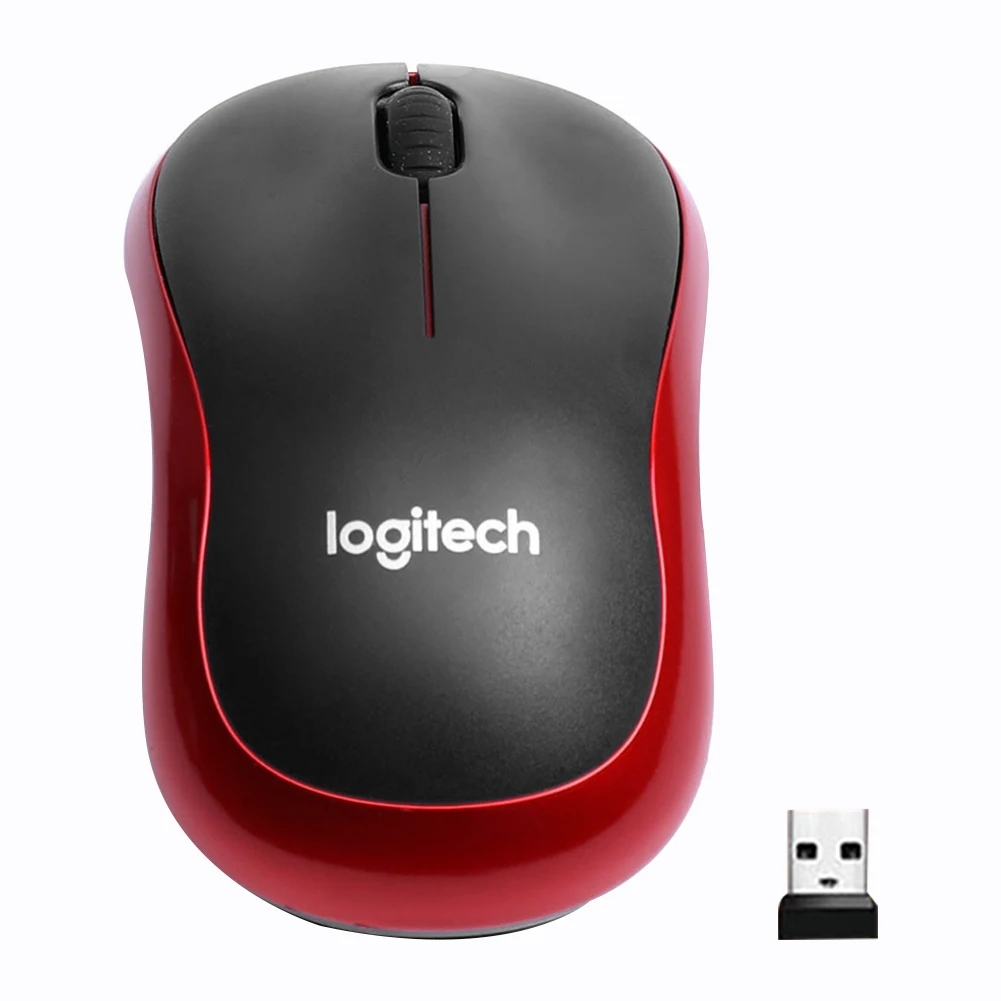 Original logitech  m185 trådlös mus 2.4 ghz 1000 dpi 3 knappar tyst spelmöss optisk navigation för pc/laptop-mus gamer: Röd